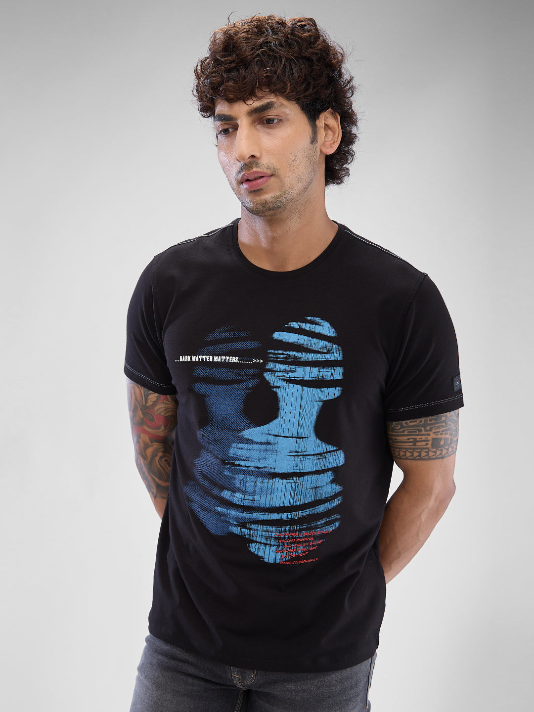 Spykar Black Cotton Half Sleeve T-shirt For Men