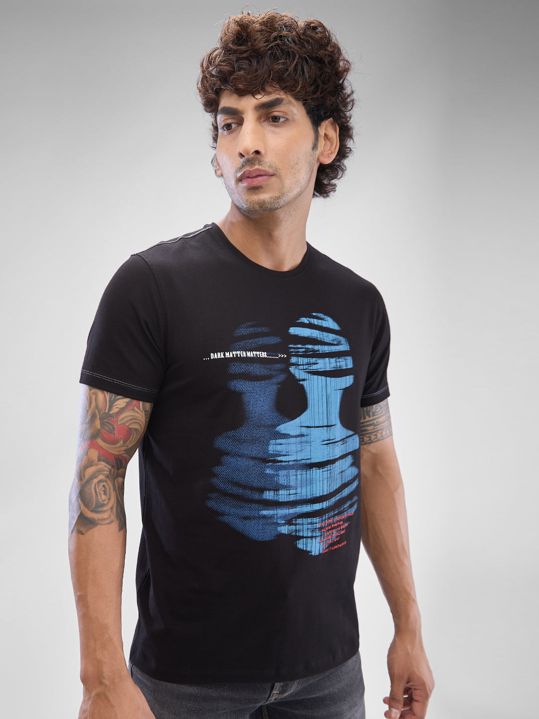 Spykar Black Cotton Half Sleeve T-shirt For Men