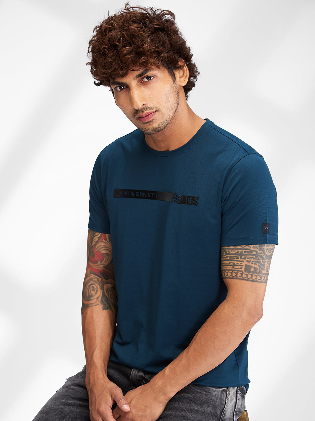 Spykar Men Solid Blue Slim Fit Half Sleeves T-Shirt