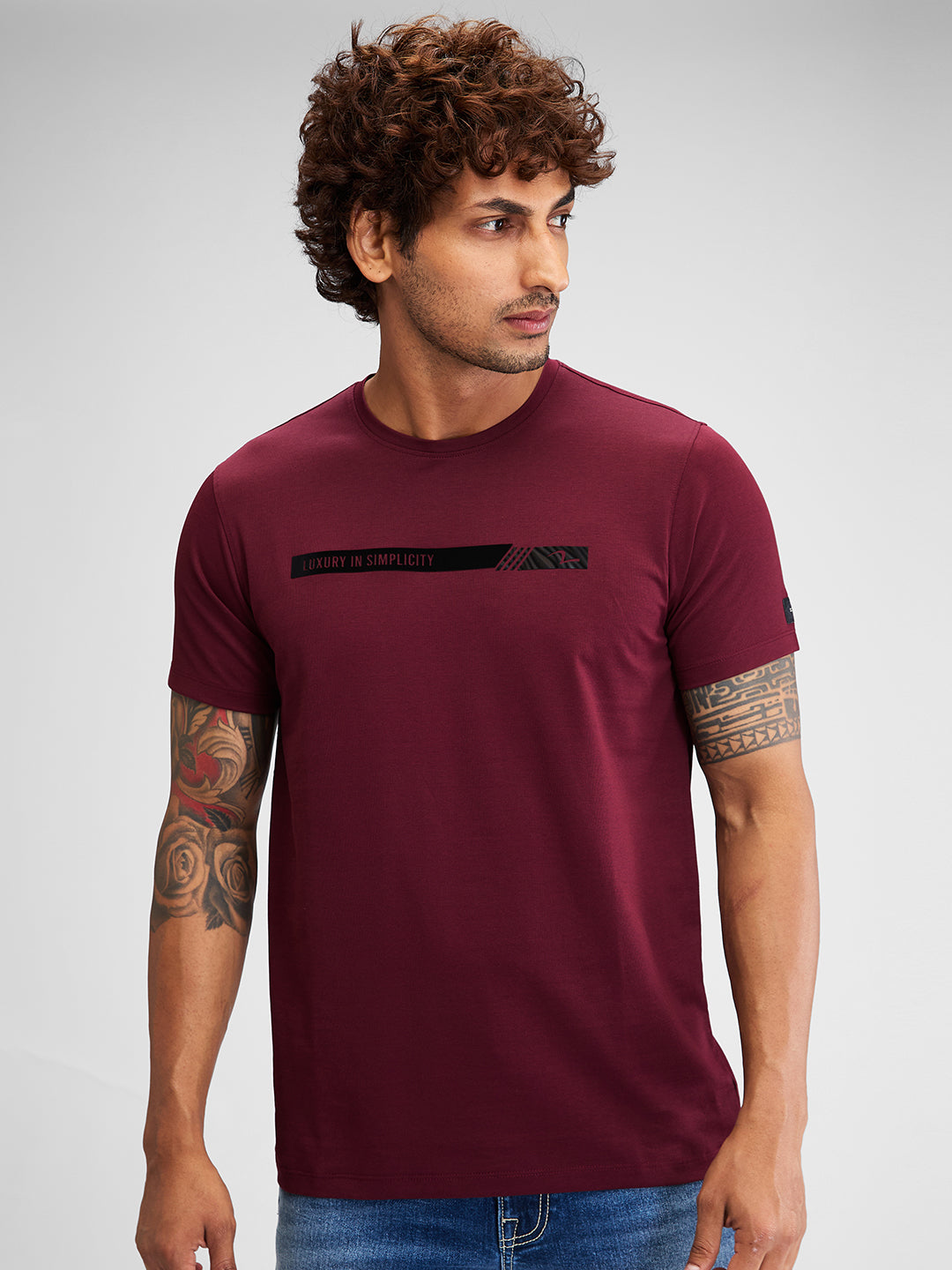 Spykar Men Solid Red Slim Fit Half Sleeves T-Shirt