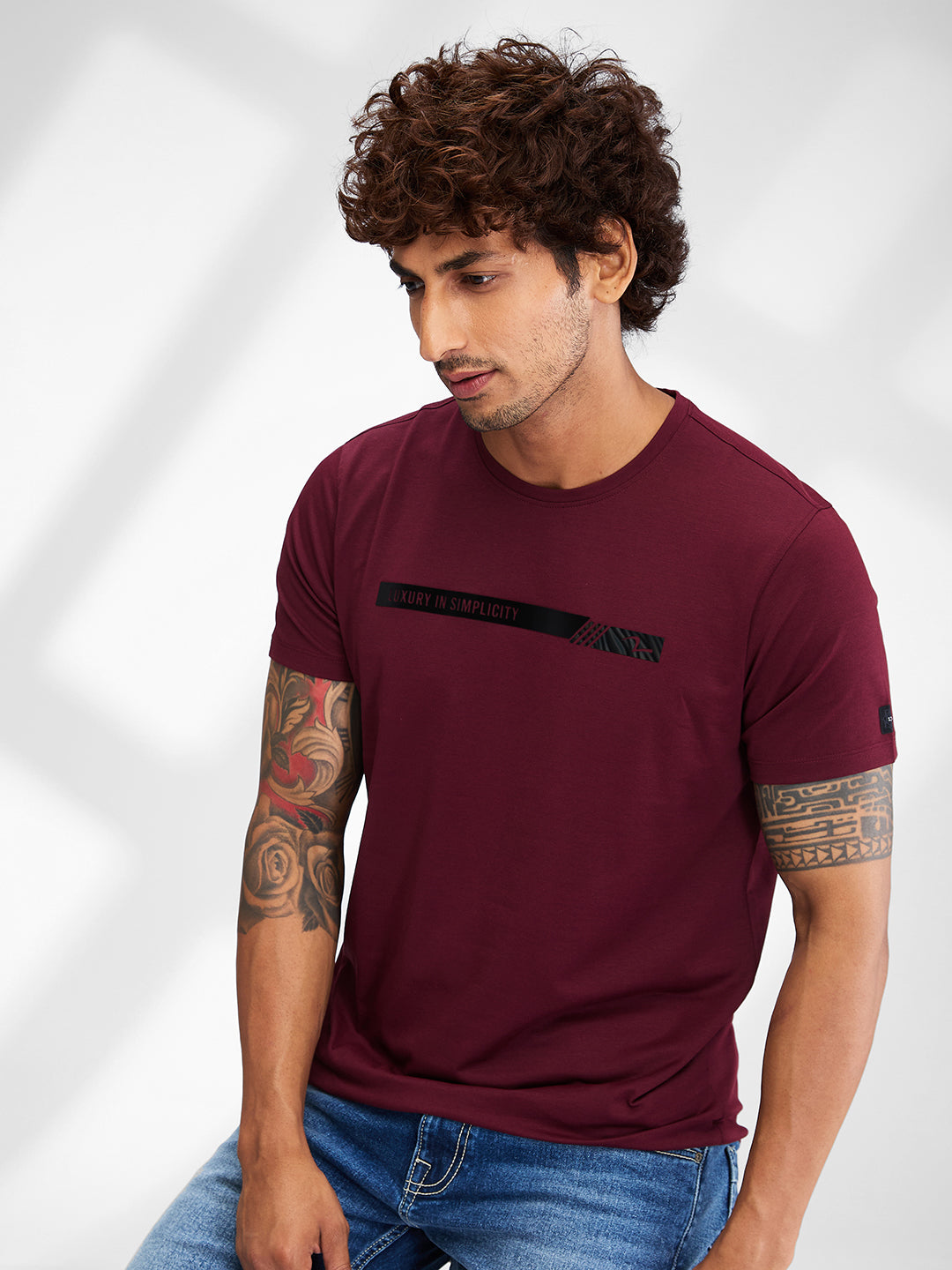 Spykar Men Solid Red Slim Fit Half Sleeves T-Shirt