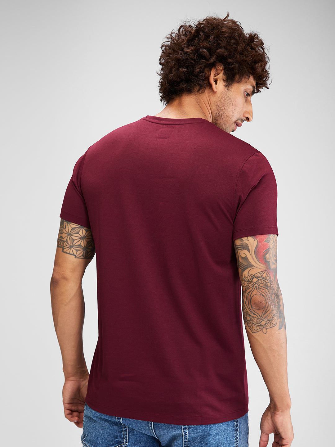 Spykar Men Solid Red Slim Fit Half Sleeves T-Shirt