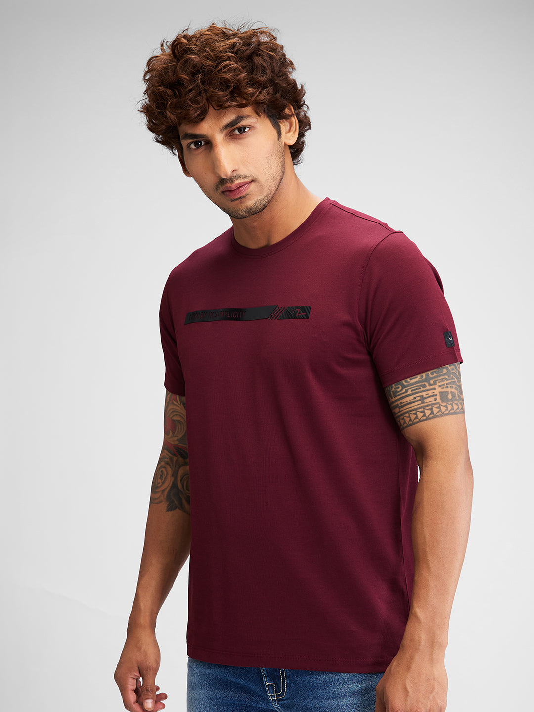 Spykar Men Solid Red Slim Fit Half Sleeves T-Shirt