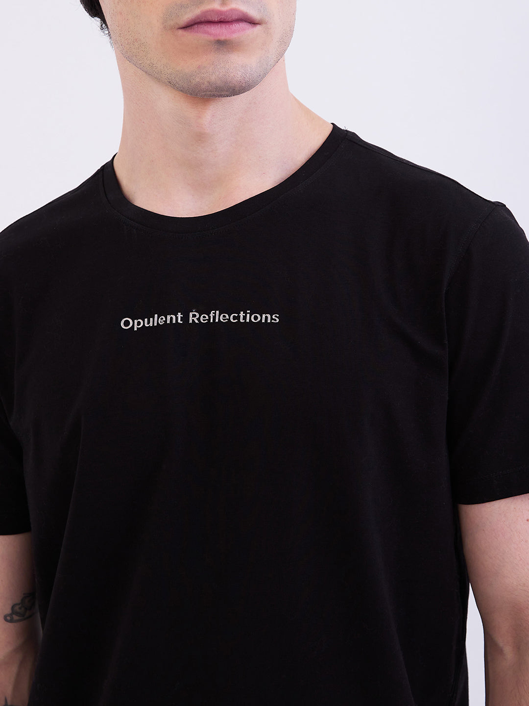 Spykar Black Slim Fit Casual T-Shirt For Men
