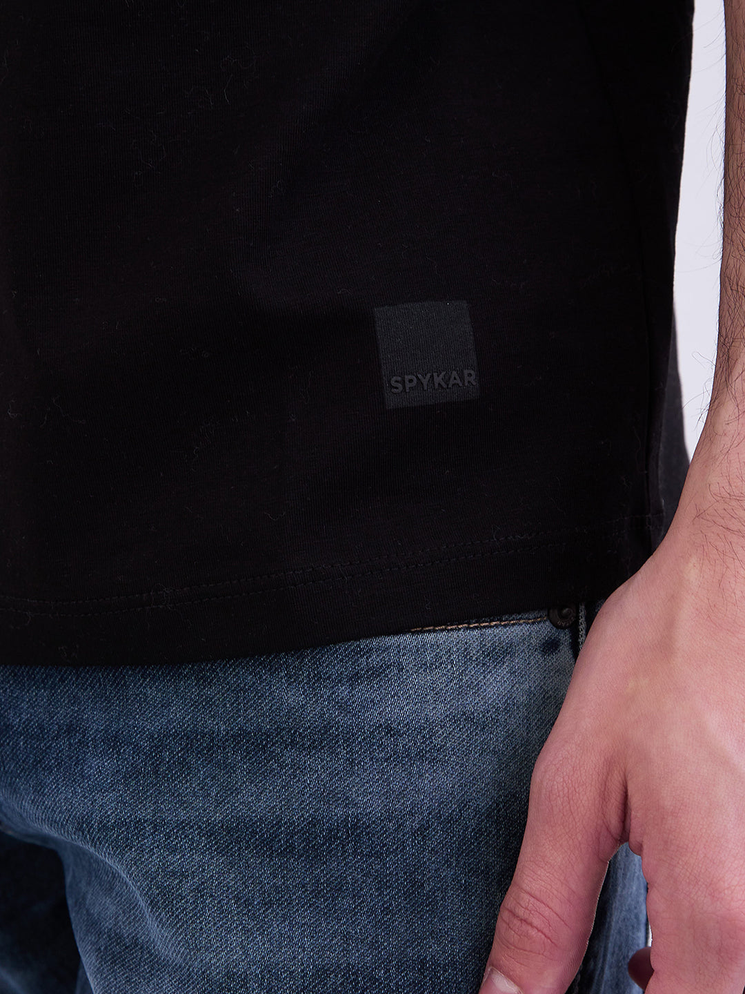 Spykar Black Slim Fit Casual T-Shirt For Men