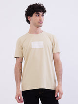 Men T-Shirt Beige Slim Fit