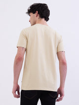 Men T-Shirt Beige Slim Fit
