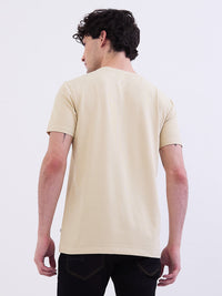 Men T-Shirt Beige Slim Fit