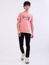 Men T-Shirt Pink Slim Fit