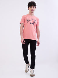 Men T-Shirt Pink Slim Fit