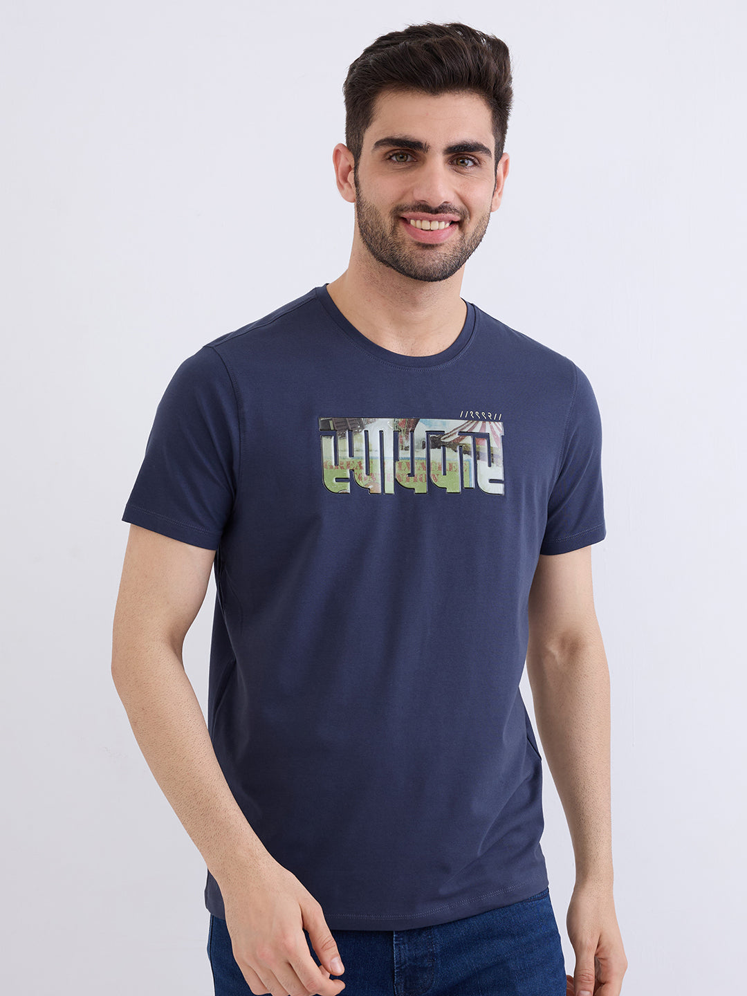 Spykar Slate Grey Slim Fit Casual T-Shirt For Men