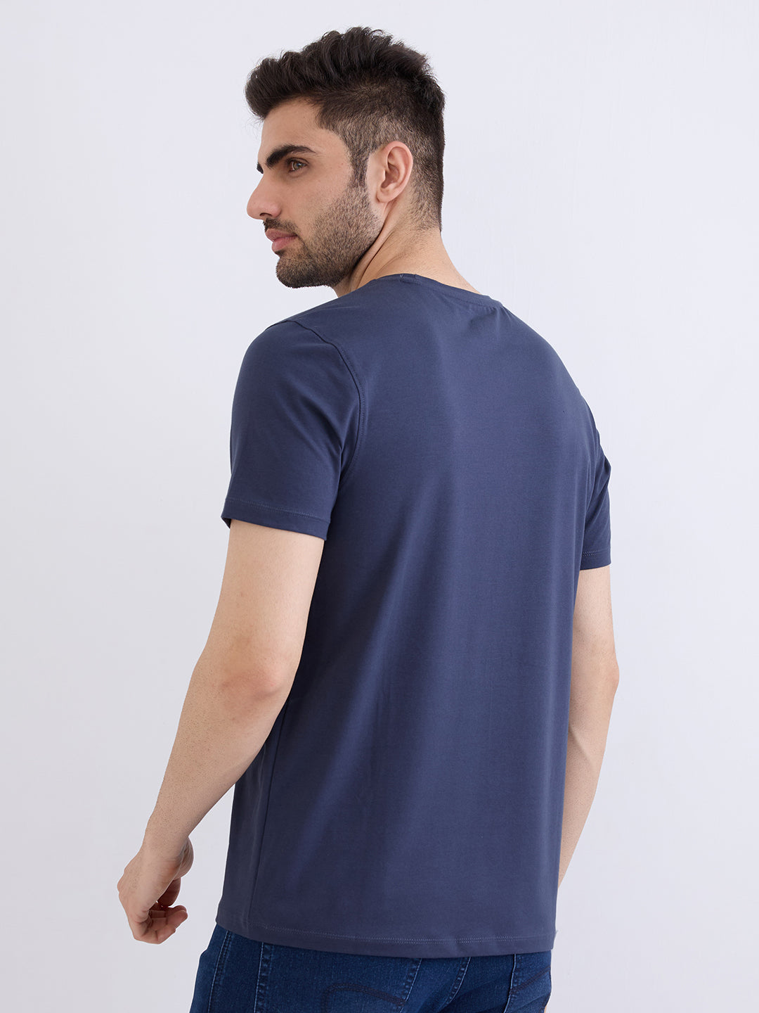 Spykar Slate Grey Slim Fit Casual T-Shirt For Men