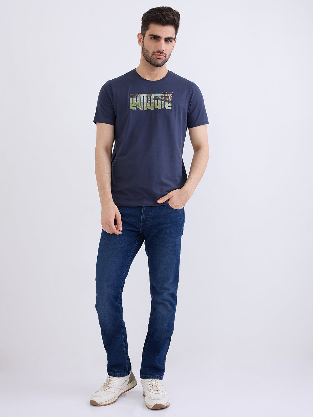 Spykar Slate Grey Slim Fit Casual T-Shirt For Men