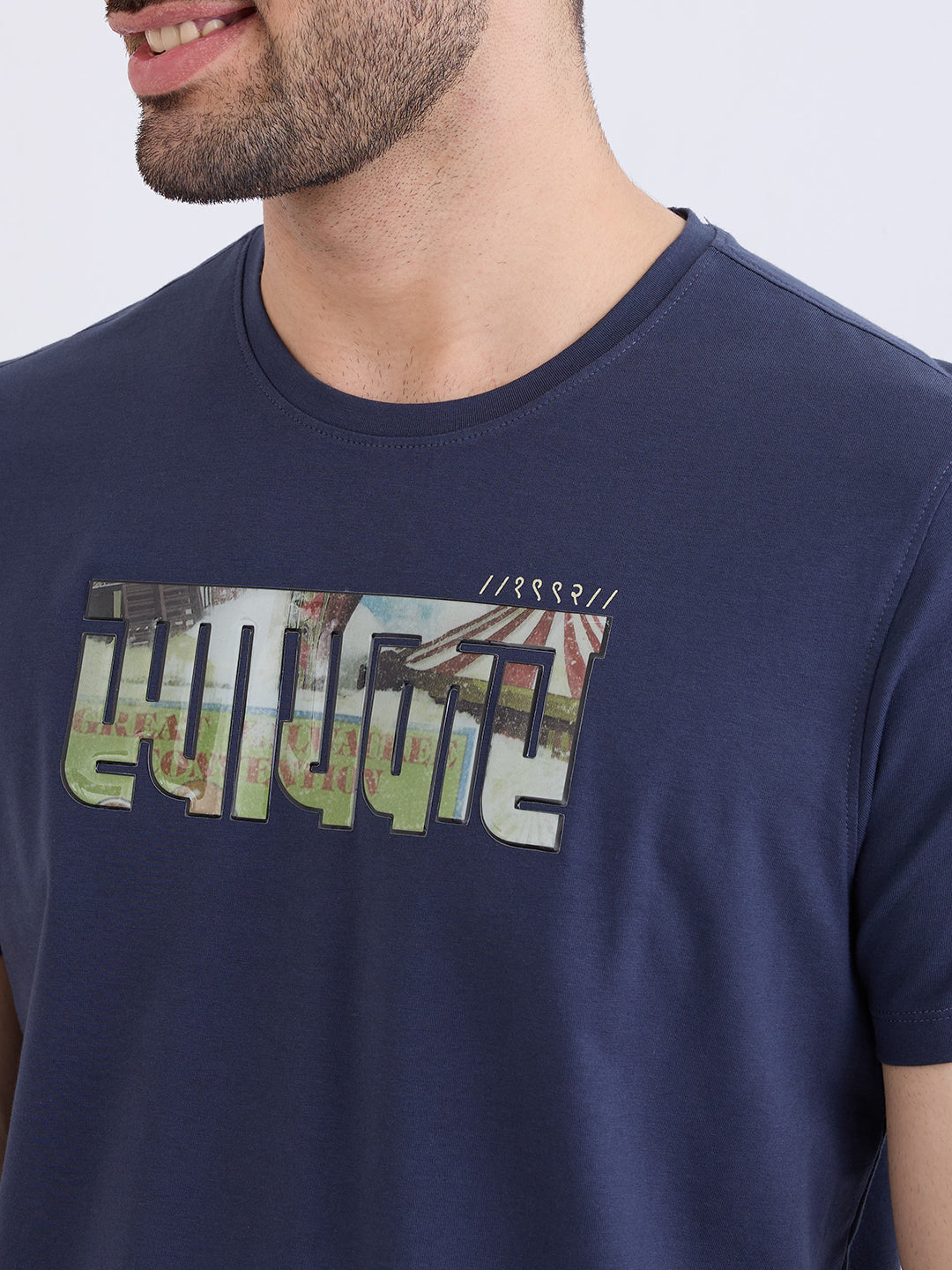 Spykar Slate Grey Slim Fit Casual T-Shirt For Men
