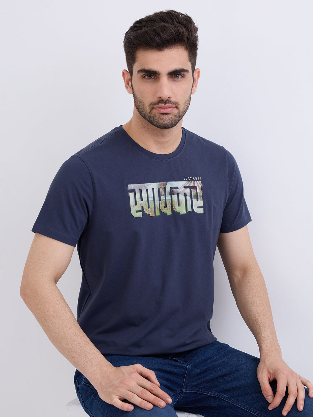 Spykar Slate Grey Slim Fit Casual T-Shirt For Men