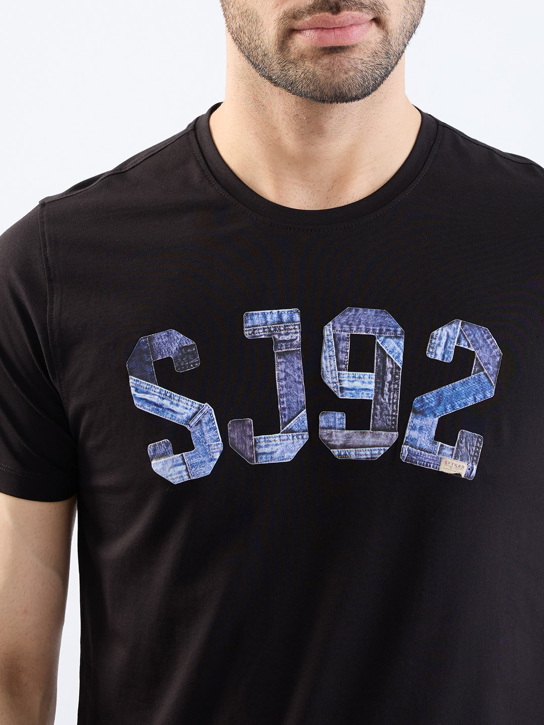 Spykar Black Slim Fit Casual T-Shirt For Men