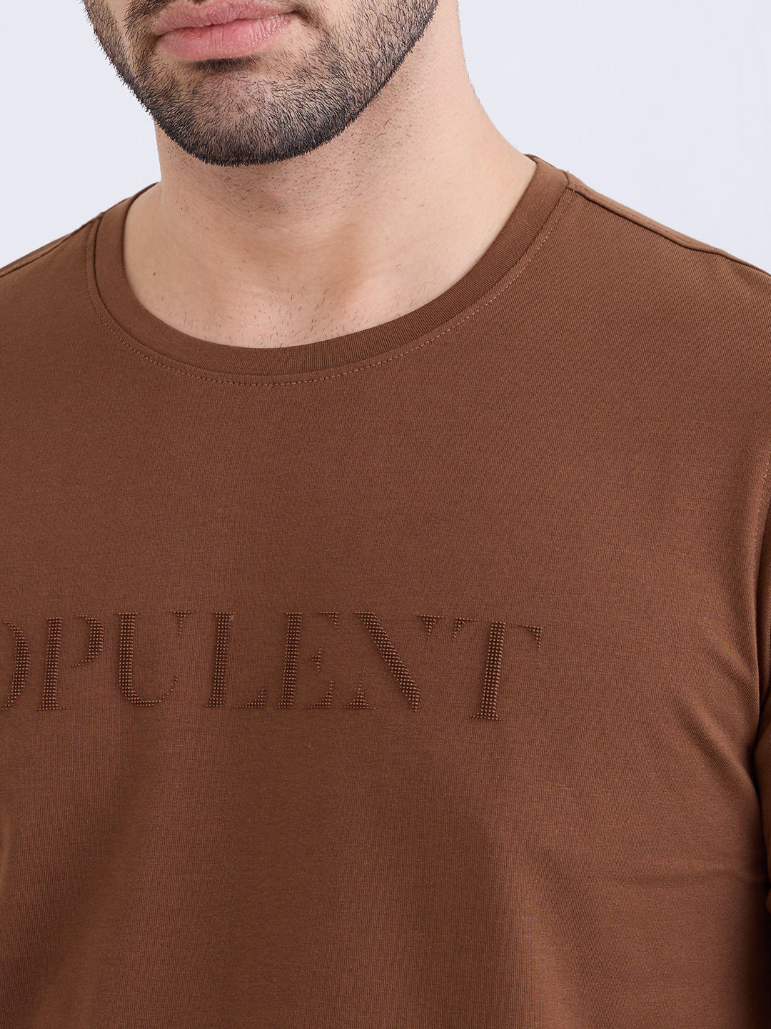 Spykar Bison Brown Slim Fit Casual T-Shirt For Men