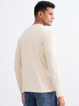 Men T-Shirt Beige Slim Fit