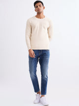 Men T-Shirt Beige Slim Fit