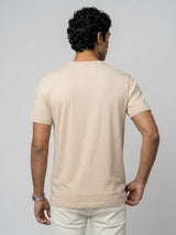 Men T-Shirt Graphic Beige Regular Fit