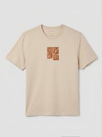 Men T-Shirt Graphic Beige Regular Fit