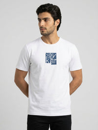 Men T-Shirt Graphic White Regular Fit