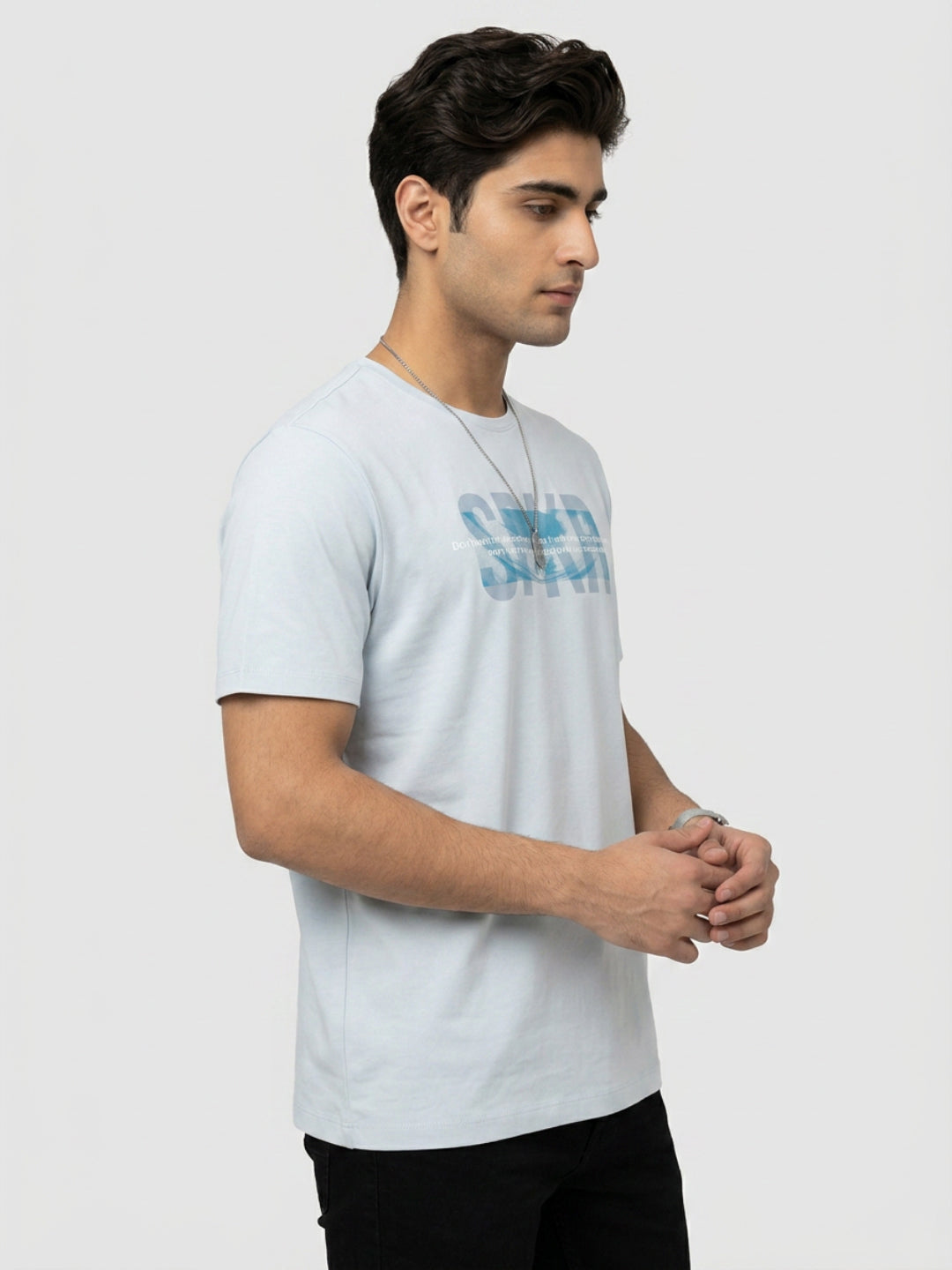 Men T-Shirt Graphic Grey Regular Fit