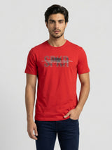 Men T-Shirt Graphic Red Regular Fit