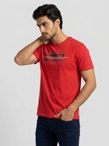 Men T-Shirt Graphic Red Regular Fit