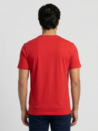 Men T-Shirt Graphic Red Regular Fit