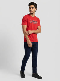 Men T-Shirt Graphic Red Regular Fit