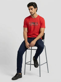 Men T-Shirt Graphic Red Regular Fit