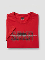 Men T-Shirt Graphic Red Regular Fit