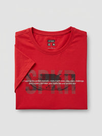 Men T-Shirt Graphic Red Regular Fit