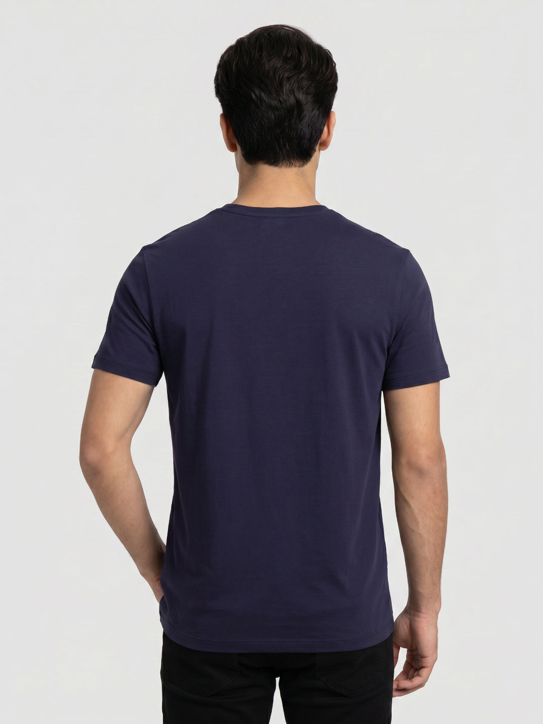 Men T-Shirt Graphic Navy Blue Regular Fit