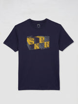 Men T-Shirt Graphic Navy Blue Regular Fit