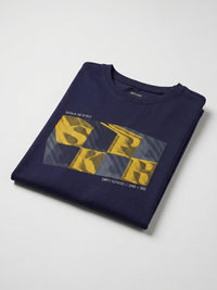 Men T-Shirt Graphic Navy Blue Regular Fit