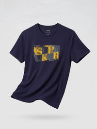 Men T-Shirt Graphic Navy Blue Regular Fit