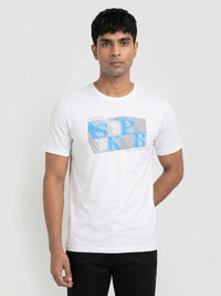 Men T-Shirt Graphic White Regular Fit
