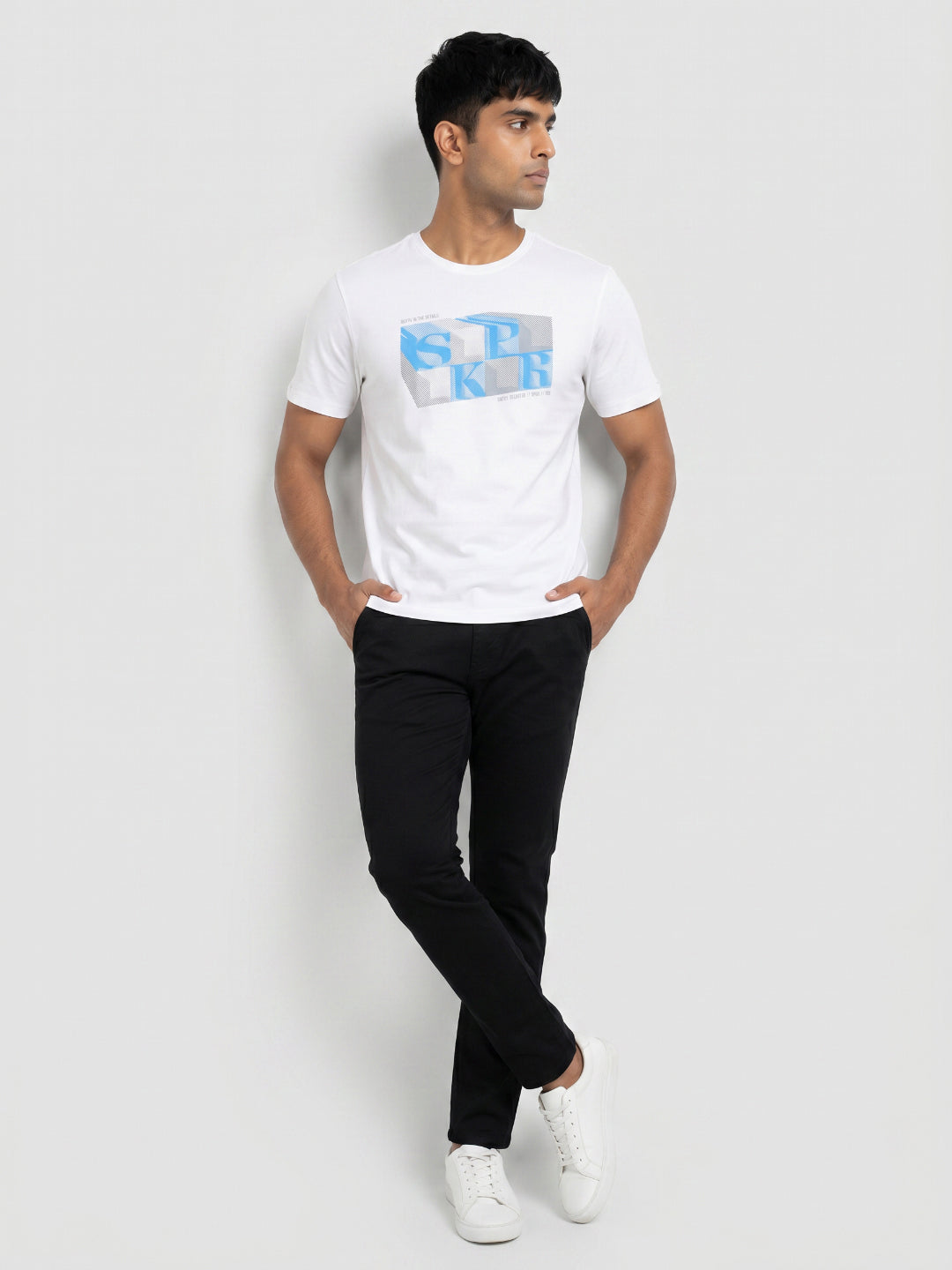 Men T-Shirt Graphic White Regular Fit
