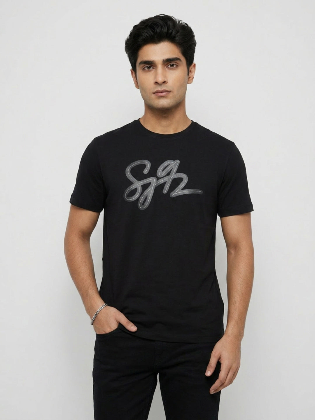 Men T-Shirt Graphic Black Regular Fit