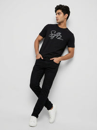 Men T-Shirt Graphic Black Regular Fit