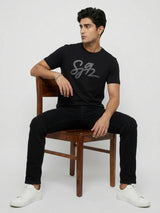 Men T-Shirt Graphic Black Regular Fit