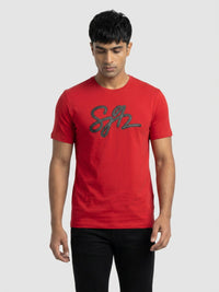 Men T-Shirt Graphic Red Regular Fit