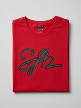 Men T-Shirt Graphic Red Regular Fit