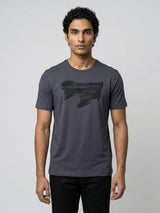 Men T-Shirt Graphic Grey Regular Fit