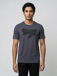 Men T-Shirt Graphic Grey Regular Fit