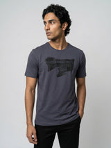 Men T-Shirt Graphic Grey Regular Fit