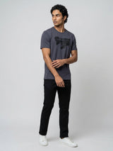 Men T-Shirt Graphic Grey Regular Fit