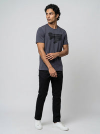 Men T-Shirt Graphic Grey Regular Fit